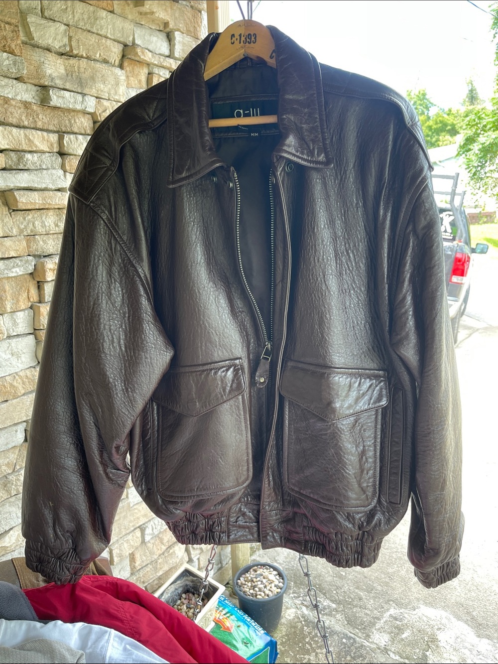 Men's Brown Leather Bomber Jacket